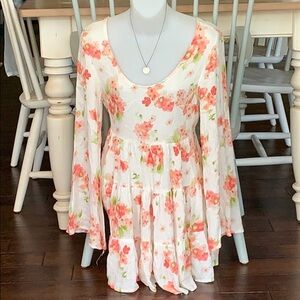 {PPLA} Y2K Flowy Floral‎ Open Back Babydoll Dress/Top Size Small